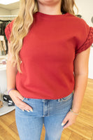 Burgundy Braided Cap Sleeve Top