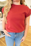 Burgundy Braided Cap Sleeve Top