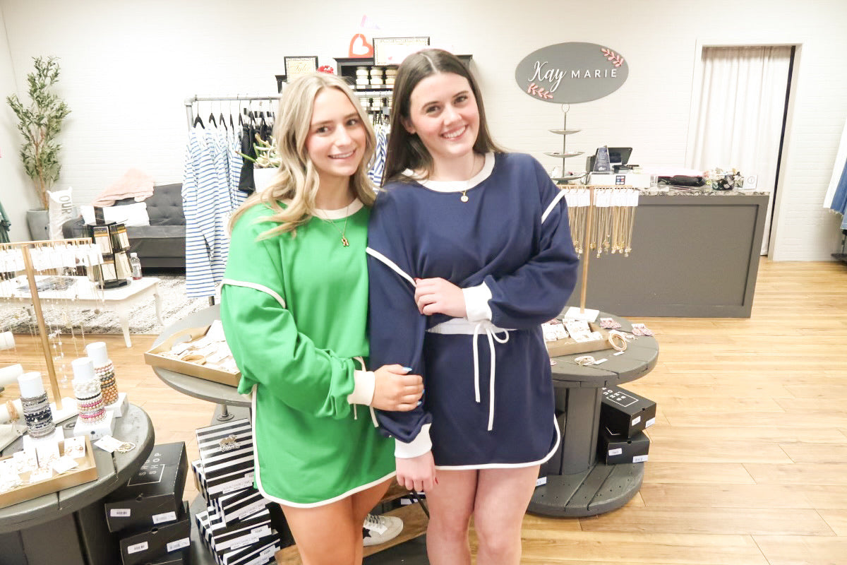 Navy Sweatshirt & Skirt Set