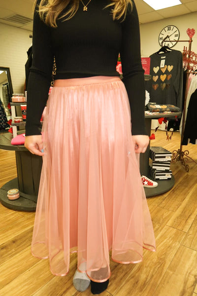 Rose Tulle Midi Skirt