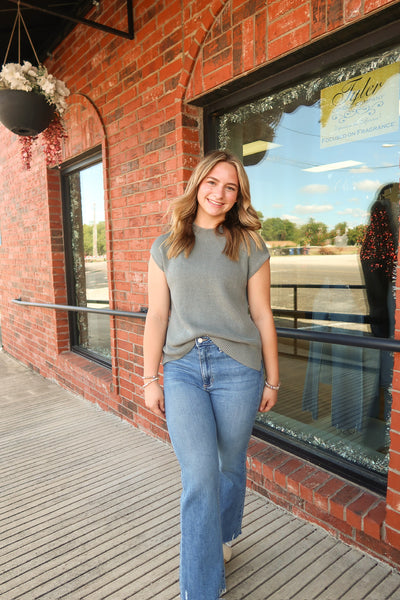 Green Mint Short Sleeve Sweater