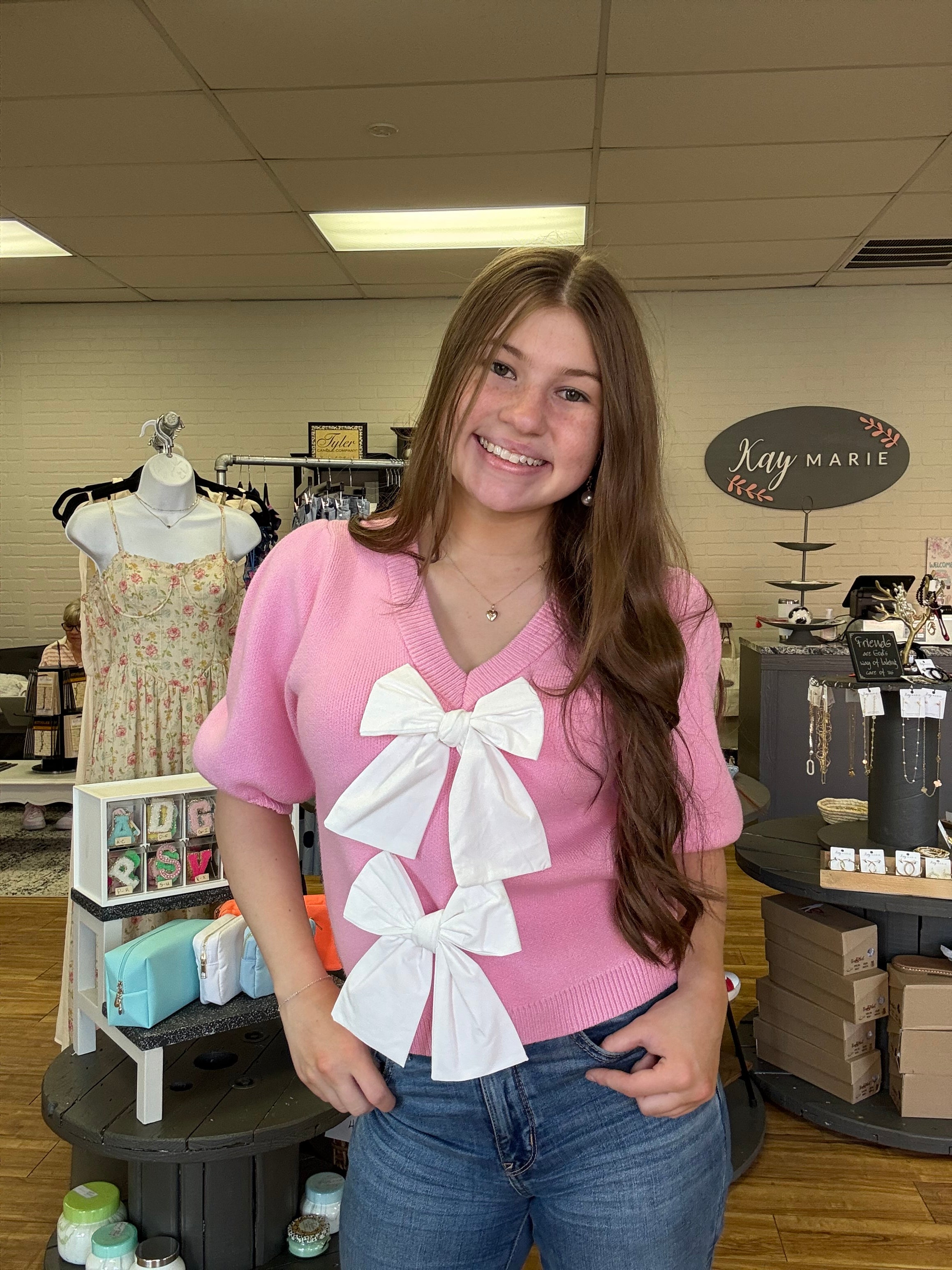 Pink Bow Sweater