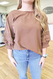 Pearl Studded Mocha Top