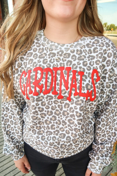 Leopard Ribbed Cardinals Sweatshirt