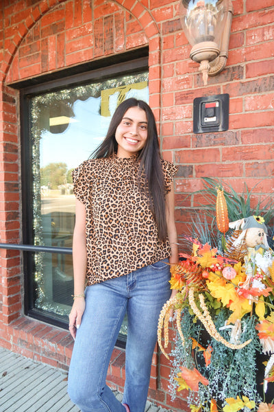 Leopard Mock Neck Top