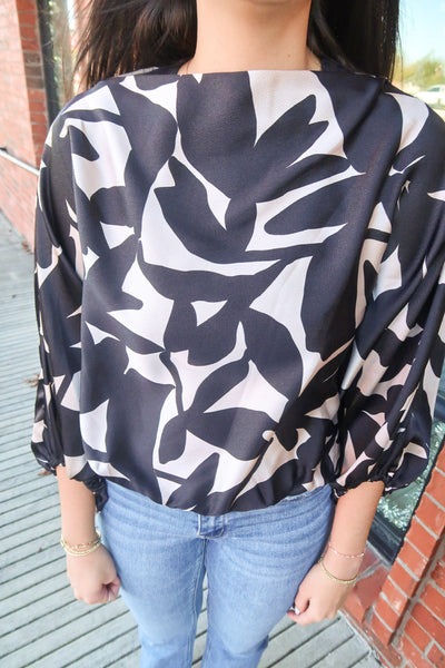 Blk / Taupe Printed Top