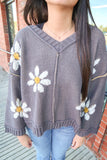 Charcoal Flower Sweater