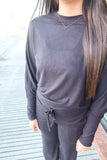 Black Dolman Slv Lounge Top