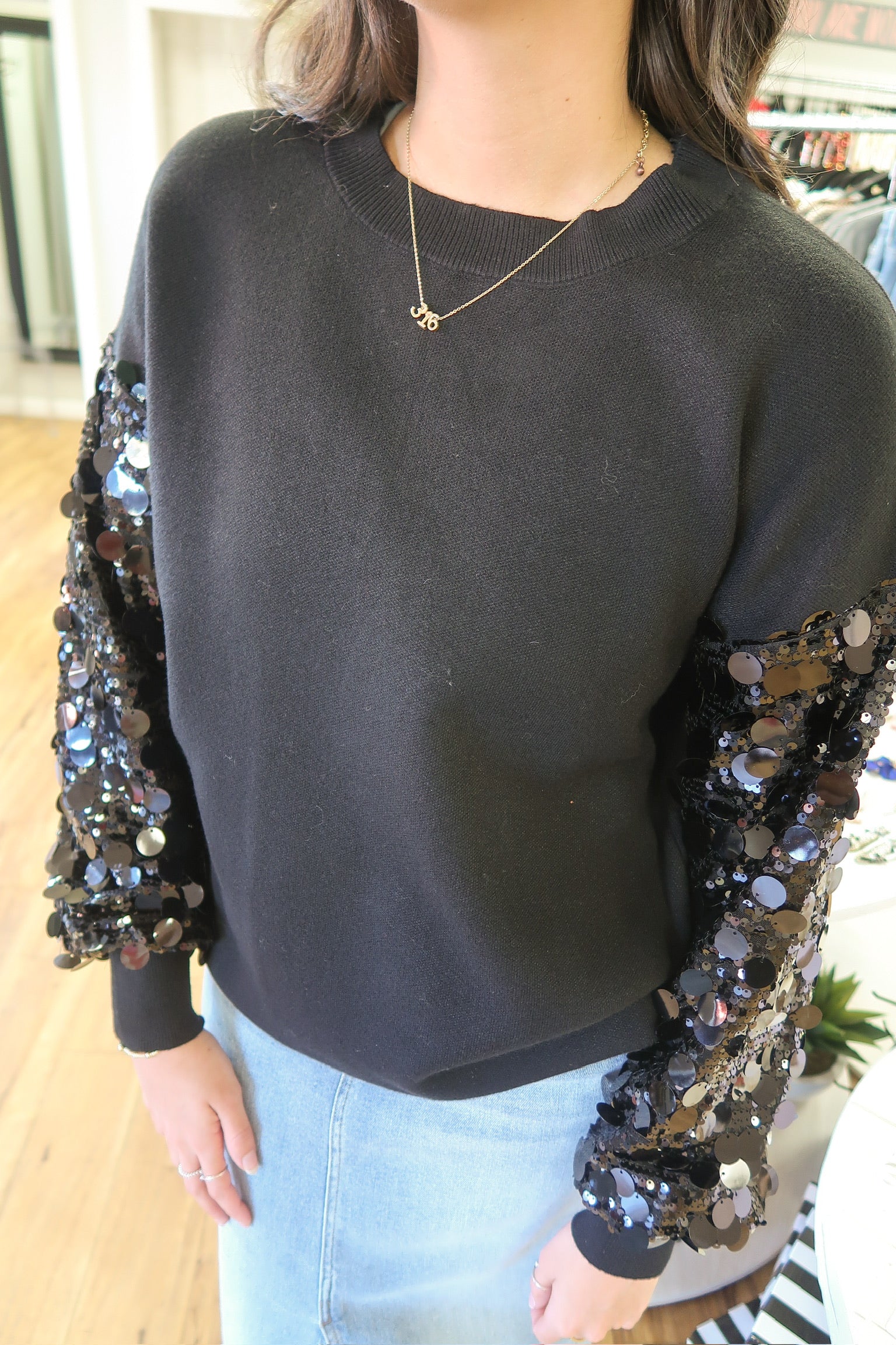 Black Sequined Sweater