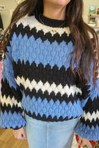 Blue White Black Zig Zag Sweater