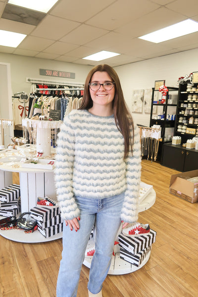 Blue & Cream Striped Sweater