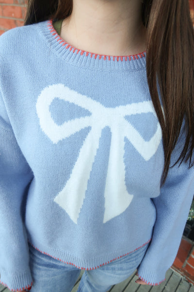 Denim Bow Stitch Sweater