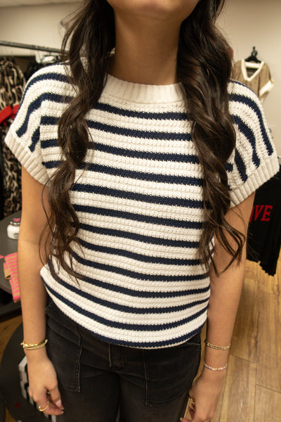 Navy / Cream Stripe Sweater