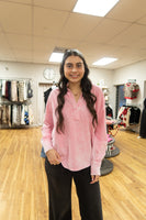 Washed Pink Collared Top