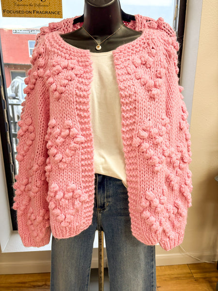 Pink Pom Heart Cardigan