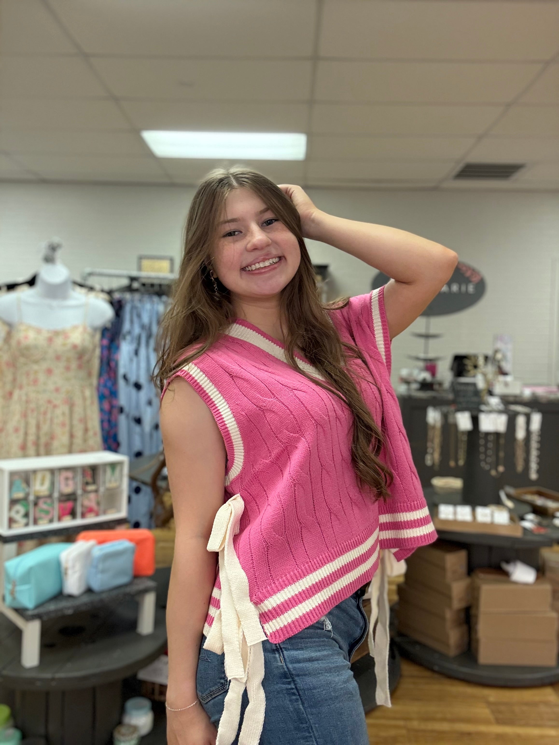 Pink Sweater Vest w/ Side Ties