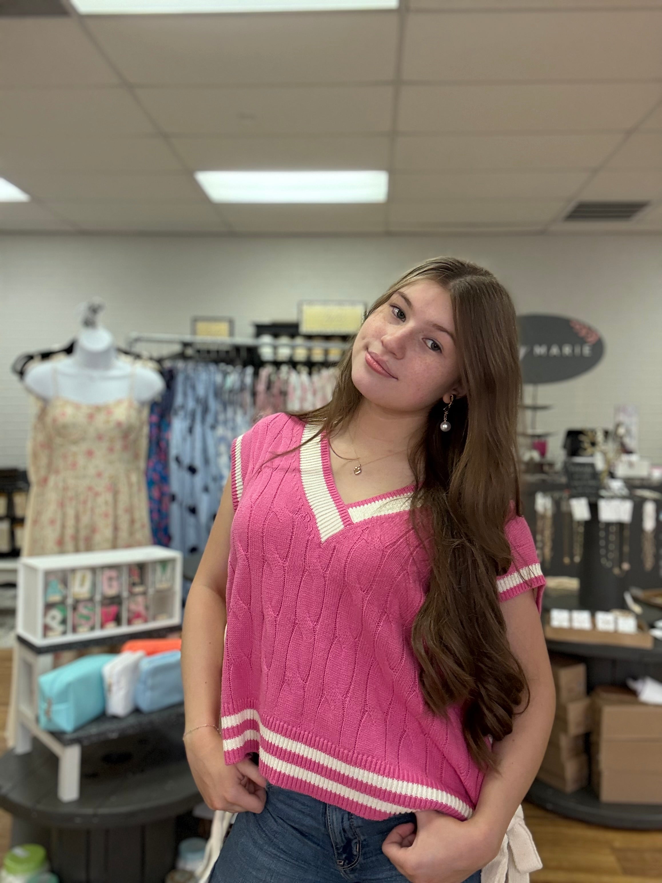 Pink Sweater Vest w/ Side Ties