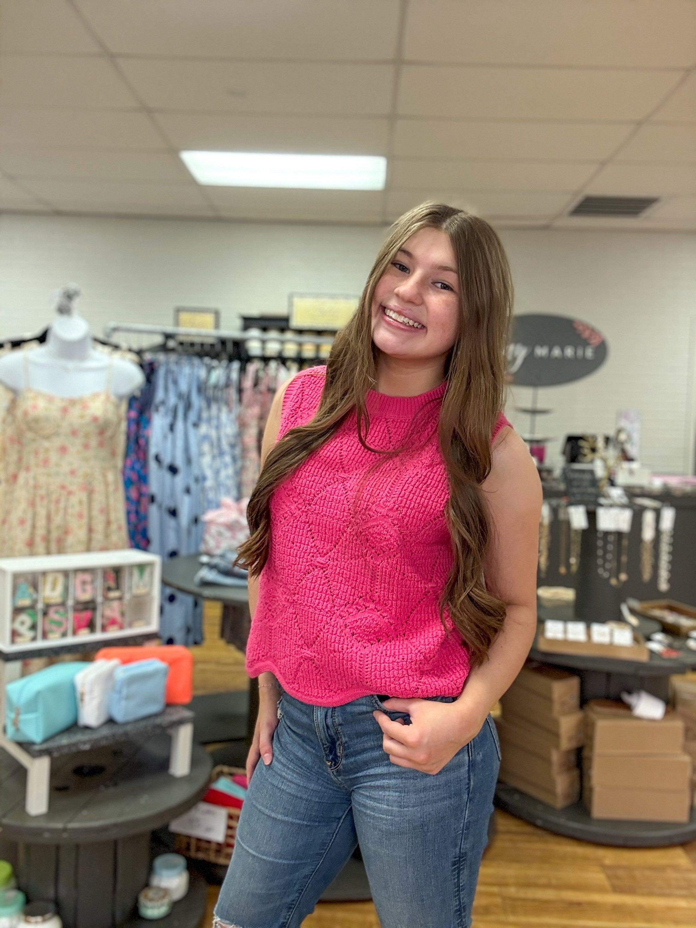 Pink Scalloped Sweater