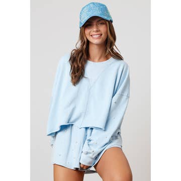 Pearl Embellished Knit Skort