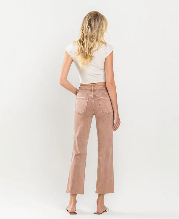 Coffee Mid Rise Crop Jeans