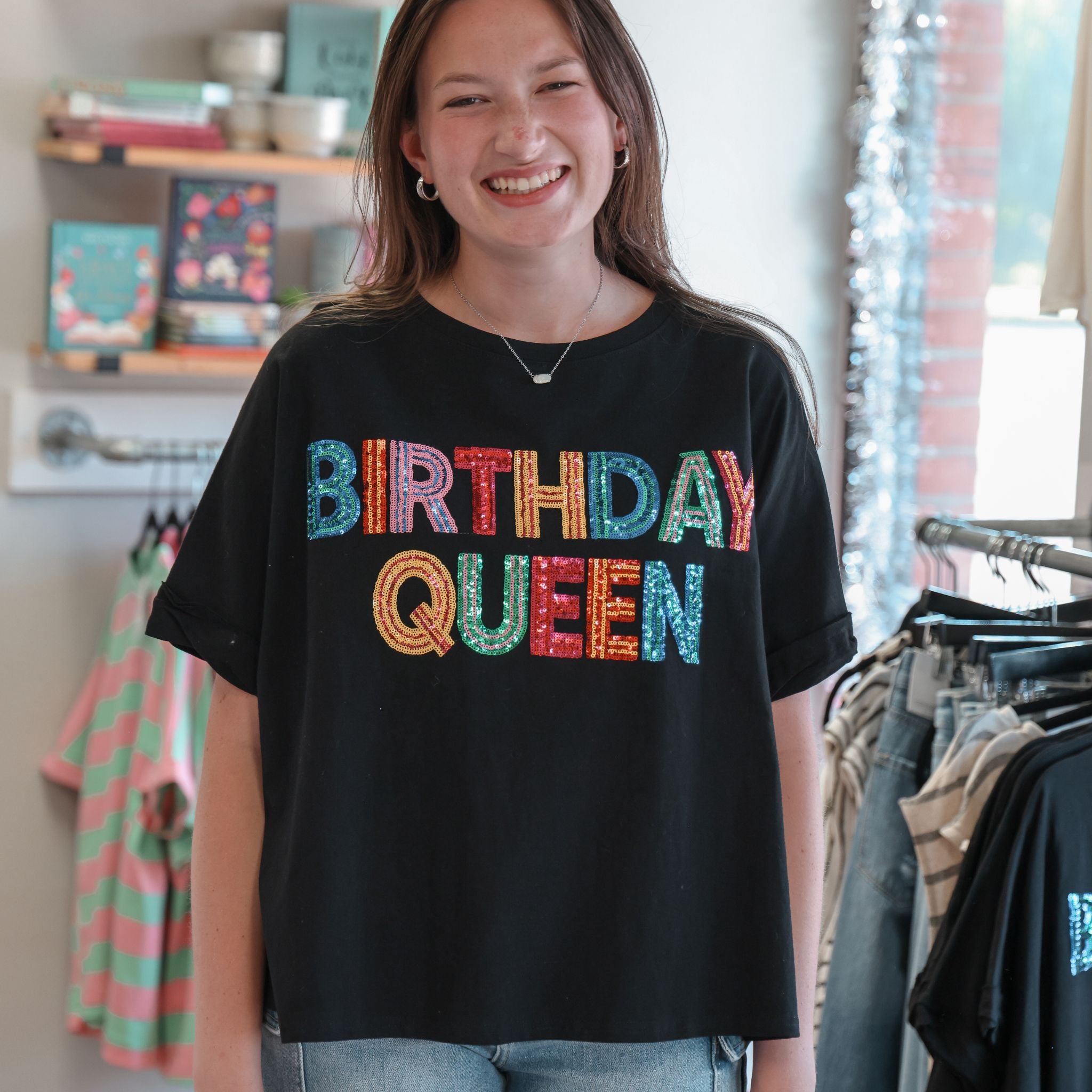 Birthday Queen Sequin Top