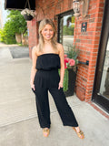 Black Smocked Jumpsuit