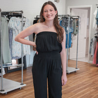 Black Smocked Jumpsuit