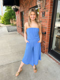 Blue Slant Hem Jumpsuit