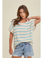 Blue Striped Cuffed Top