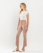 Coffee Mid Rise Crop Jeans