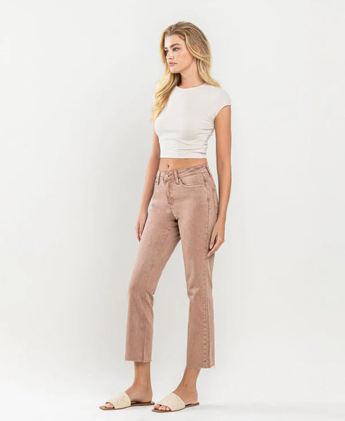 Coffee Mid Rise Crop Jeans