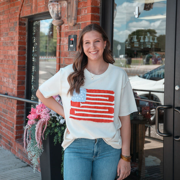 American Flag Applique Tee