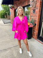 Fuchsia Satin Mini Dress