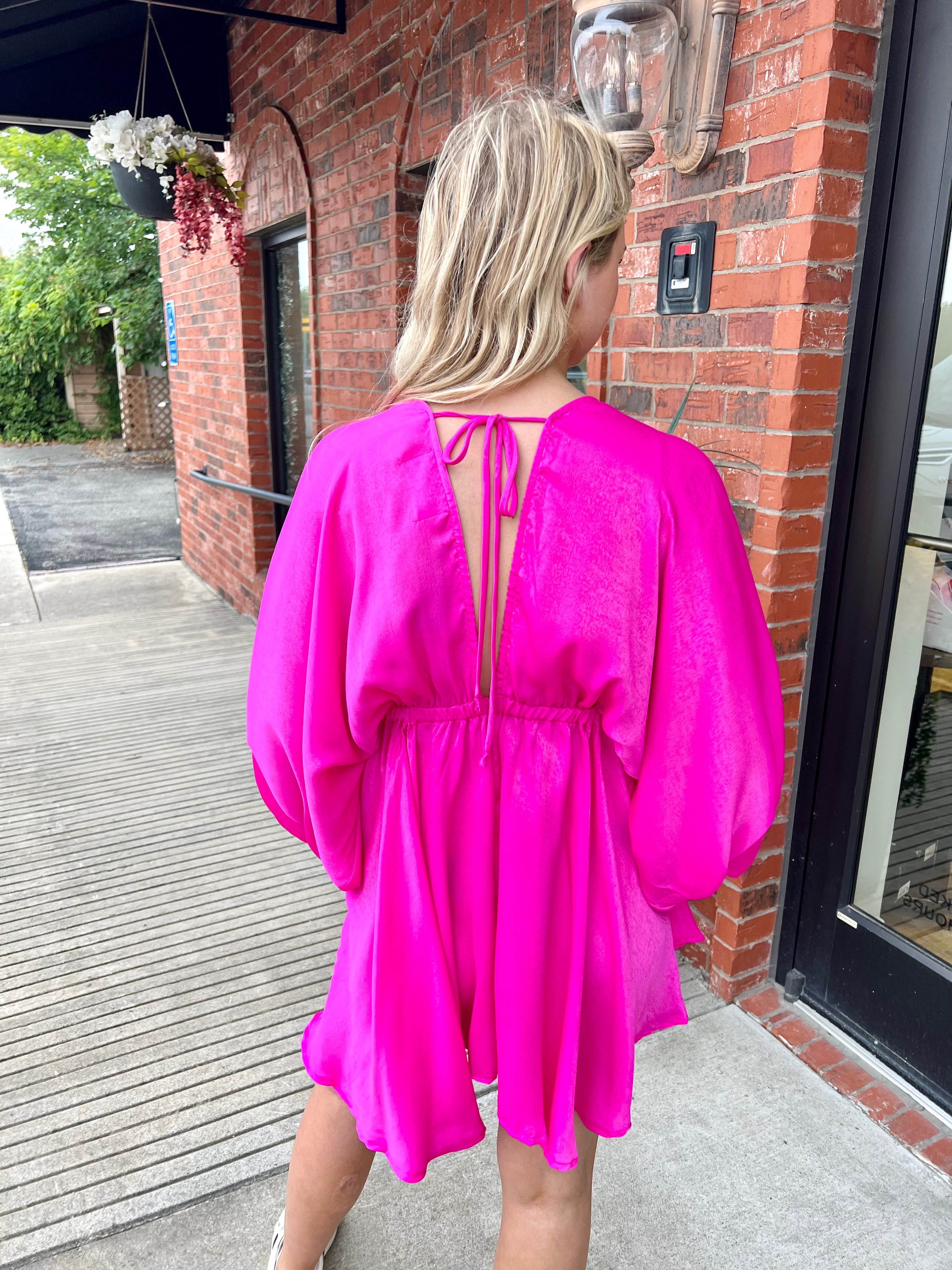 Fuchsia Satin Mini Dress