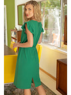 Green Wrap Skirt Midi Dress