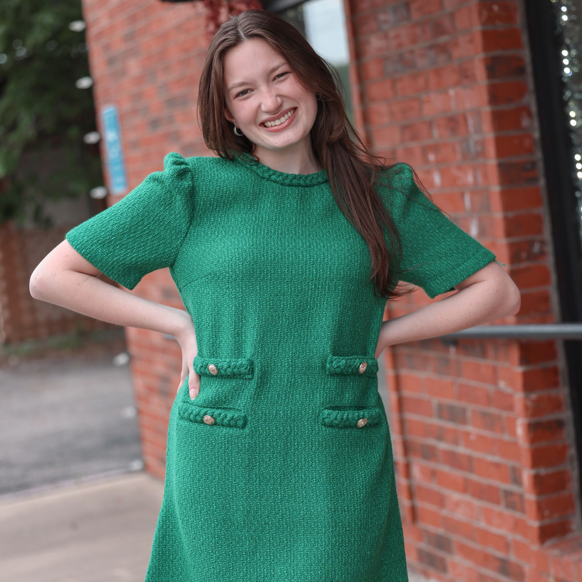 slim fit dress slacks Green Tweed Dress