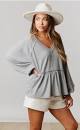 Grey Thermal Baby Doll Top