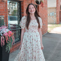 Ivory/Pink Floral Dress