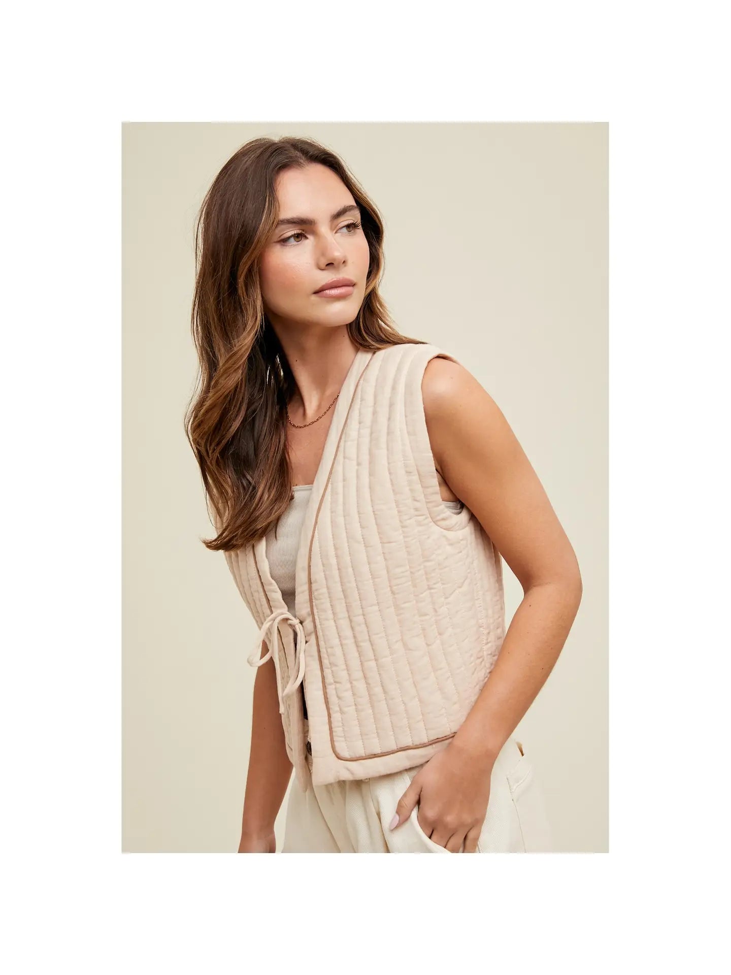 Natural Tie Front Vest