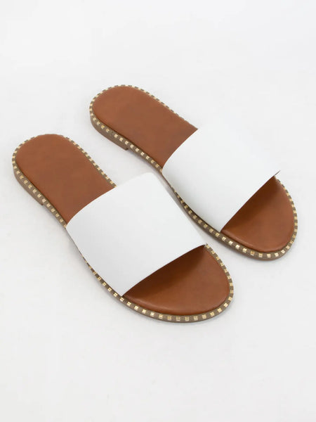 White Metal Tip Sandals