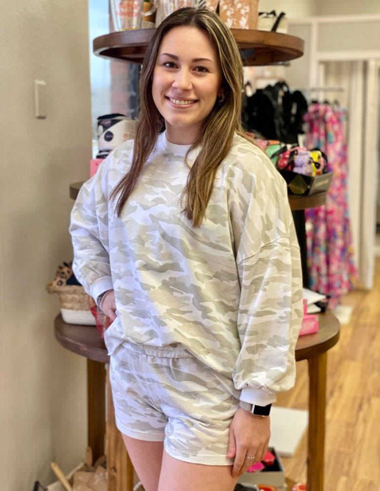 White Camo Conway Shorts - Kay Marie Boutique