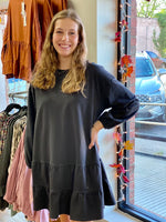 Kristy Sweatshirt Dress - Black - Kay Marie Boutique