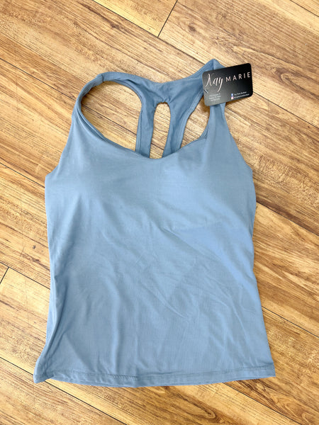 Chambray V-neck Racerback Top - Kay Marie Boutique